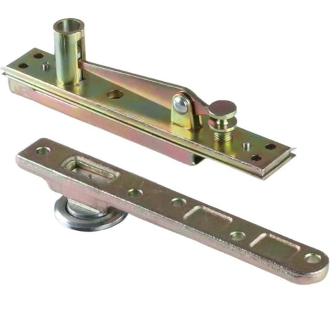 Heavy Duty Wooden Door Invisible Floor Spring With 360 Degree Rotation Stainless Steel Hidden Pivoting Hinge For Smooth Self Closing And Quiet Operation 100kg Capacity, shown disassembled with visible components.
