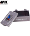 Beefy CNC Aluminum RC Crawler Fuel Cell Receiver With Simulated Fuel Tank, gray, lid open with red and blue connectors, logo visible