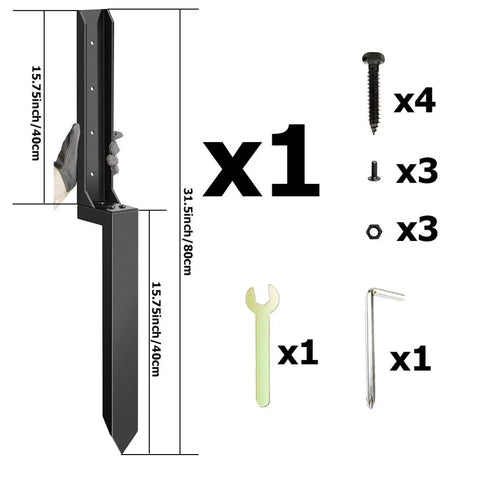 Heavy Duty Fence Post Repair Kit With Ground Anchor Spike No Dig Easy Install Support Stake For Tilted Or Broken Wood Posts Durable Outdoor Fence Fix Anchor With Complete Hardware Set Type A kit and tools