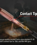 Super Hot MIG Welding Contact Tips 11-30 Size For.030 Wire, Premium 25 Pack close-up of contact tip for Lincoln/Tweco guns.