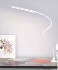 LED Desk Lamp With Clamp For Home Office White USB Port Desk Light Eye Caring Dimmable Task Lamp on a modern desk setup.
