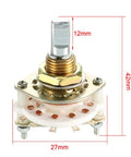 1 Pole 6 Position Band Selector Rotary Switch With 7 Pins Includes Black Plastic Knob And Mounting Nut 10mm Mount Hole