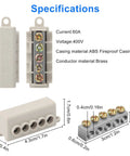 Six Piece 10 AWG Wire Connector Kit with brass terminals, ABS fireproof casing, screw fixed quick splice, 1 In 4 Out design.