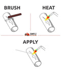 Diagram showing steps for using USA Made Aluminum Brazing And Welding Rods Kit For Easy DIY Repairs, Low Working Temperature 728 F.
