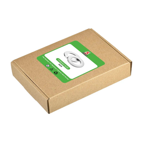 Top Shelf 5 Pack M24 Flat Washers Crafted From Rock Solid 316 Stainless Steel in labeled cardboard packaging.