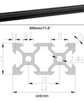 Durable Black Aluminum Profile Kit For 3D Printers And CNC Rigs, 300mm 2040 V Slot Extrusion With European Standard Aluminum Rail
