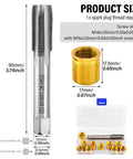 Front view of NINEFOX spark plug thread repair kit with M14x1.25 inserts and tap set in case