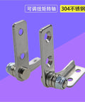 Front view of pair of 304 stainless steel damping hinges with adjustable torque pivot and free-stop positioning