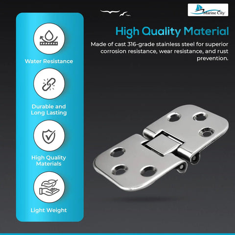Flush Mount Hatch Hinges 316 Stainless Steel Marine Grade Build Tough As Nails Corrosion Resistant 180 Degree Rotation