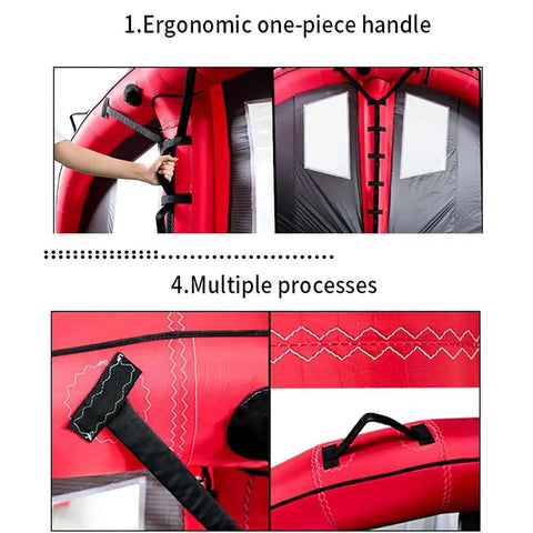 Inflatable Wingsurfer Kite For Wind Wing Foiling, 4m² Handheld Foil Wing Kite With Window showing ergonomic handle and seams
