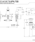 Diagram of Magellan EB954 Mini Widespread Lavatory Faucet With Retail Pop Up 4 Inch To 8 Inch Spread Solid Brass Construction