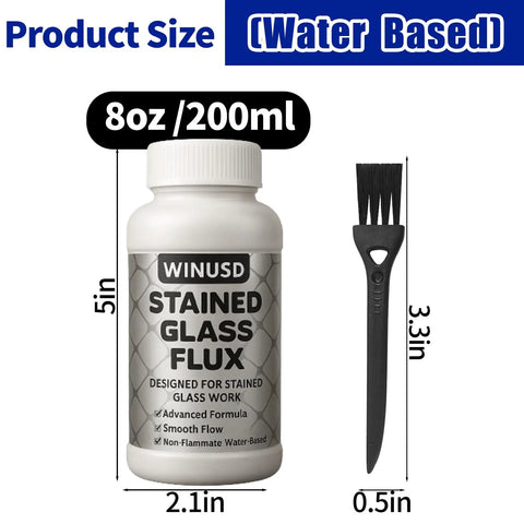 8oz Water Based Solder Flux For Stained Glass Soldering And Electronics Repair Zinc Flux For Glass Craft, with brush