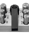 Front view of 14 Piece Circle And Round Disc Cutter Set One Eighth Inch To Five Eighth Inch For Jewelry Making Tool Pro Grade Steel Cutter