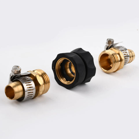 Brass Hose Connector Five Eighth Inch Quick Connect Fittings Two Pack Heavy Duty Water Hose Repair Kit Garden Hose Coupler With Leak Resistant Design And Stainless Steel Clamps