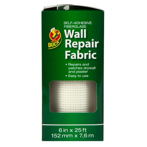 Self Adhesive Drywall Repair Fabric Patch 6 Inch By 25 Feet White Roll Fiberglass Mesh For Quick Hole And Crack Fix No Pre Applied Joint Compound Needed Repositionable And Easy To Use Single Roll packaging