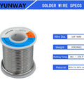 60/40 Tin Lead Solder Wire For Stained Glass Crafting, Flux Free, 1 Lb Spool, 1/8 Inch Diameter, shown with product specs
