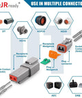 Diagram of DT Series Connector Contact Kit With 16-20 AWG Terminals And Sockets, showcasing compatible connectors and components.