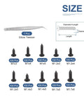 Real Deal Mini Screw Assortment Kit Including 1000 Black Self Tapping Screws Across Ten Metric Sizes Plus Extra Elbow Tweezers for tech repairs.