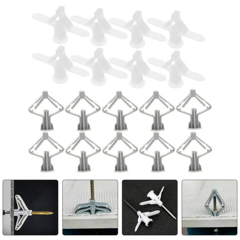 Heavy Duty Drywall Anchors Kit 400Pcs Nylon And ABS Wall Plugs With Butterfly Expansion For Metal And Gypsum Boards, Self Drilling