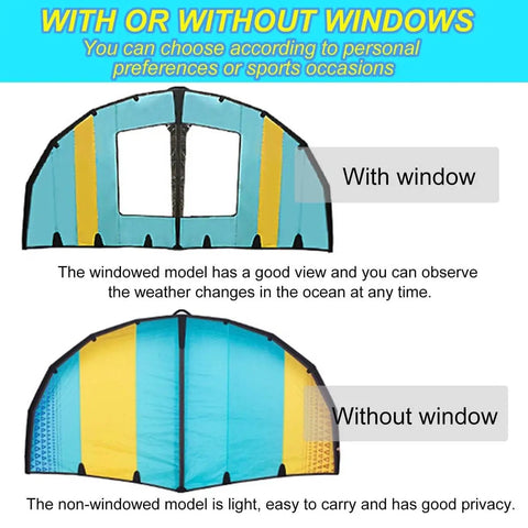 Comparison of Handheld Inflatable Hydrofoil Wing Kite With Window and Without Window Designs