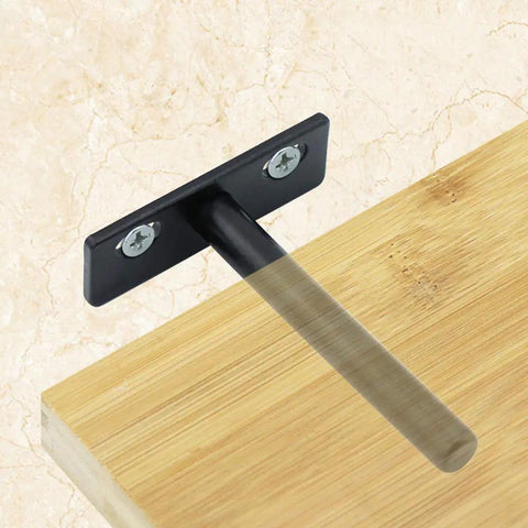Built Tough T Shaped Wall Bracket Premium Silver Shelf Support Invisible Anti Rust Metal Partition Hanger sleek design mounted on wood.