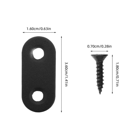 Screw and dimensions of Heavy Duty Black Iron Corner Brackets 20 Pack For Shelves And Partitions Right Angle Shelf Supports