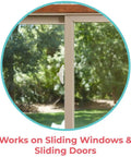 Sliding Door And Window Lock For Baby Proofing, Child Safety Lock visible on sliding glass door, easy install, in-use view