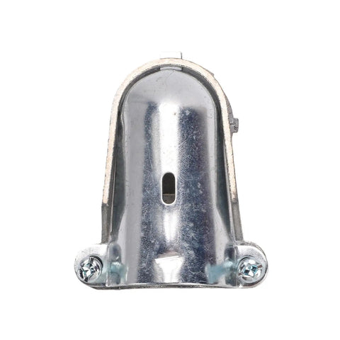 Rock Solid 90 Degree Squeeze Connector For 1 Inch AC MC And Flexible Metal Conduit showing shiny zinc alloy fitting front view.