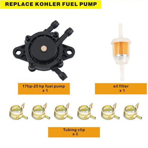 High Flow Fuel Pump Kit For Kohler Briggs Kawasaki Lawn Mower Tractor Golf Cart Replacement With Vacuum Filter, includes pump and oil filter.