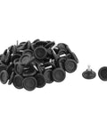 Adjustable Furniture Leveling Feet Plastic Base Metal Threads Eighty Pack with rounded black designs for stability and gliding.