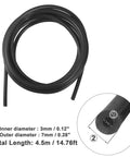 Silicone Air Hose 4.5m 7mm OD 3mm ID For Car Marine Truck High Temperature Tubing shown coiled with diameter specifications.