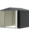 8x8 Ft Outdoor Storage Shed With Upgraded Metal Frame And Lockable Doors Weatherproof Garden Tool Shed with open double doors
