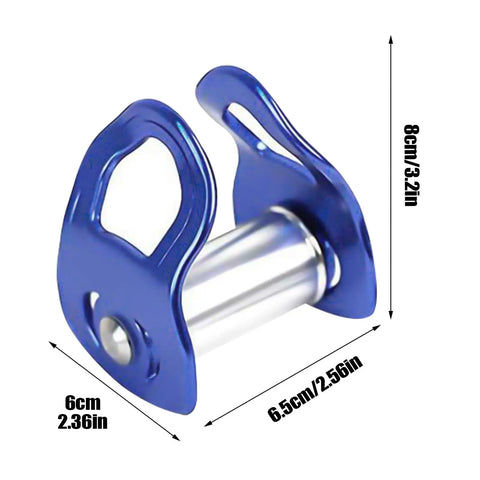 Front view of Heavy Duty Zip Line Trolley Kit For Quick Setup With A Smooth Durable Slider Safe Outdoor Playground Gear For Kids Five And Up