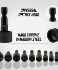 22 Piece Power Nut Driver Set For Impact Drill SAE And Metric Bits One Quarter Inch Hex Driver Keys Hex Drill Bit Kit