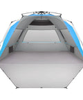 XXLarge Beach Tent Sun Shelter For 5 To 6 People Instant Pop Up Beach Shade Portable with blue panels setup view