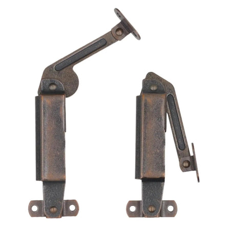 Self Balancing Lid Support Hinges Left And Right Dark Bronze Tone With Screws For Sofa Box Cabinet Toy Box And Shoe Bench Built In Spring Mechanism Durable Iron Anti Rust Easy Install Smooth Lift