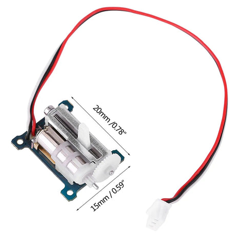 Super Slick One Point Five Gram Micro Linear Actuator Servo Tailored For Rc Gliders And Indoor Park Flyers showing dimensions of 20mm x 15mm.