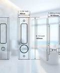 Matte Black Sliding Door Handle For Bath And Barn Doors, Zinc Alloy Flush Handle With Privacy Pocket Door Lock diagram view