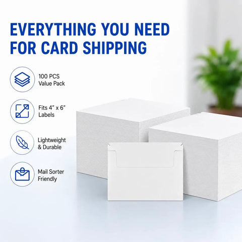100 Pack Card Shipping Envelopes 7 By 4.35 Inches Self Adhesive Mailers For Trading Cards Fits Toploaders And Semi Rigid Holders in white.