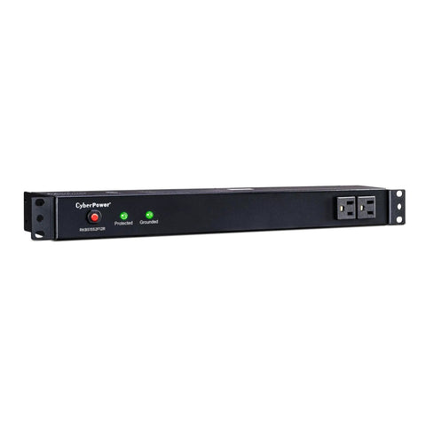 Rackmount Surge Protector 3600 Joules, 14 Outlets, 15-Foot Cord, 120V 15A, UL Listed, showing 1U front view with indicators and outlets