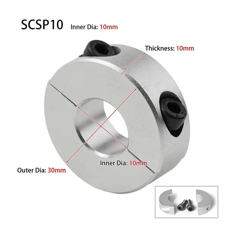 Solid Aluminum Alloy Double Split Shaft Collar Fixed Locking Limit Ring Fits 6 To 20mm Sizes For Mechanical Stop And Spacer Needs With Anodized Finish For Strength So Shaft Will Not Slide When Clamped On Motors Building Rock Solid Zero Wobble Life, 10mm ID