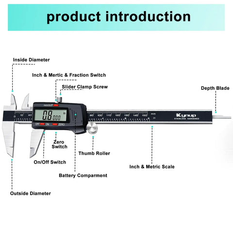 Digital Vernier Caliper With Stainless Steel Body For Precision Measuring 0 To 6 Inch And 0 To 150 mm Range, Large LCD Screen