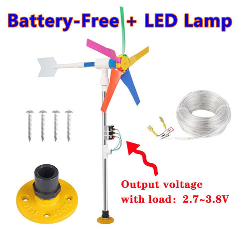 Small Wind Turbine Generator Kit With Wind Powered Light Strip For Backyard Decor Vibe Free Energy Garden Accent 18 Inch Diameter No Batteries Needed Easy Outdoor Setup Eco Friendly Outdoor Lighting