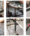 M5 X 0.8 Thread Repair Kit With 25 Stainless Steel Inserts being used with tap, drill bit, and wrench on metal surface