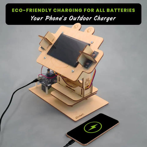 Sun Tracking Solar Panel DIY Kit With Arduino Nano Educational Sun Tracker System and Electronic Components Coding Kit for Learning Renewable Energy for Home Projects, wooden charger