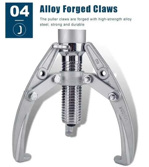 Built Heavy 30 Ton Hydraulic Gear Puller Kit With Durable Case, showing alloy forged claws designed for strength and durability.