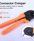Ratcheting Crimping Tool Kit For 15A 30A 45A Connectors, All In One Set, orange handle, carbon steel, pliers close-up
