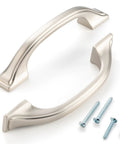 10 Pack 3 Inch Brushed Nickel Cabinet Pulls Satin Nickel Cabinet Handles with screws shown on white background.