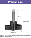 Five Pack M5 X 25mm Carbon Steel T Handle Thumb Screws For Machine Clamps with size dimensions on a black base.