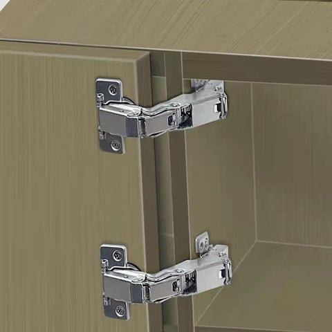 No Drama Heavy Duty Soft Close 180 Degree Concealed Adjustable Cabinet Hinges 2 Pack Full Overlay Nickel Plated Steel on cabinet door.